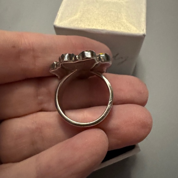New sterling and iridescent stones adjustable ring - Picture 3 of 8